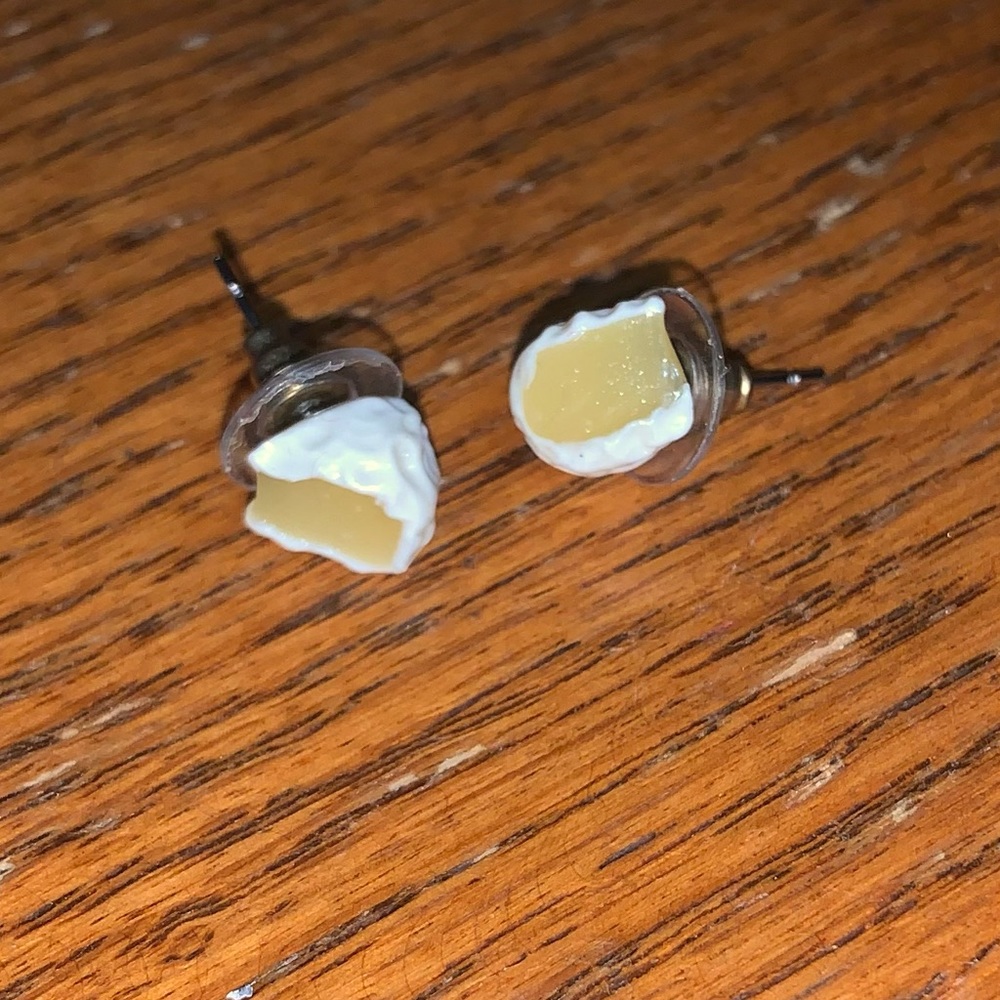 Brie cheese stud earrings